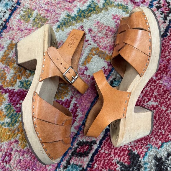 Lotta From Stockholm Swedish High Heel Peep Toe Clogs Size 39 - Picture 1 of 6